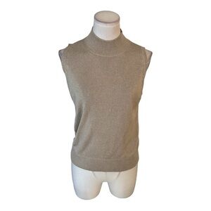 ALPHA MASSIMO REBECCHI Tan Sweater Vest Sleeveless Top Size 44 8 M Cream Fall